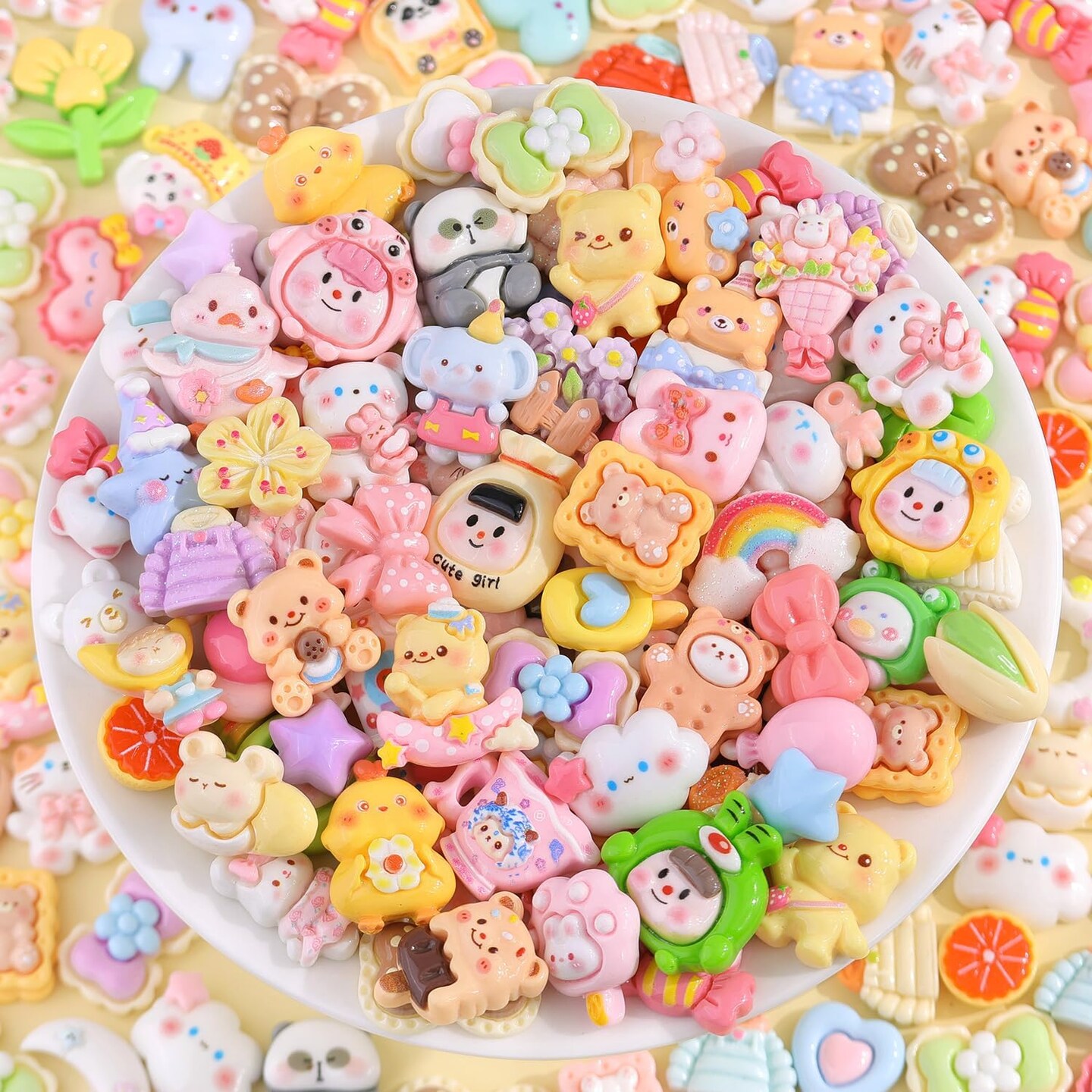 60Pcs Mixed Colors Slime Charms Assorted Cute Decoden Embellishments