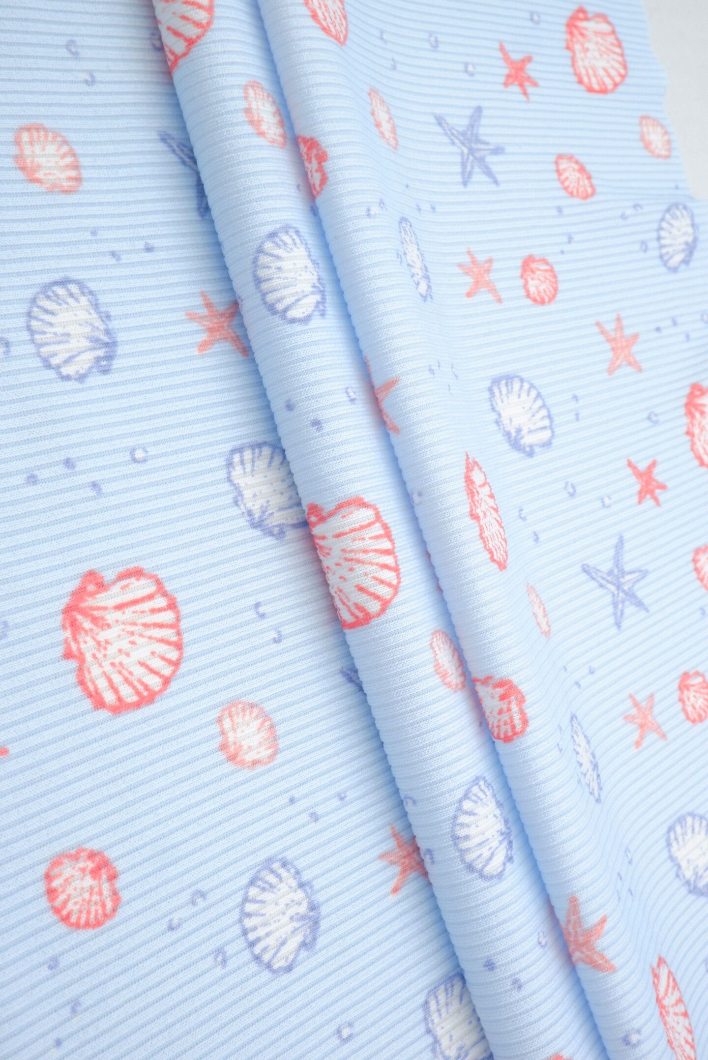 1 Yard Cotton Feel 2x2 Rib Knit Fabric Under the Sea Print 58/59 inches