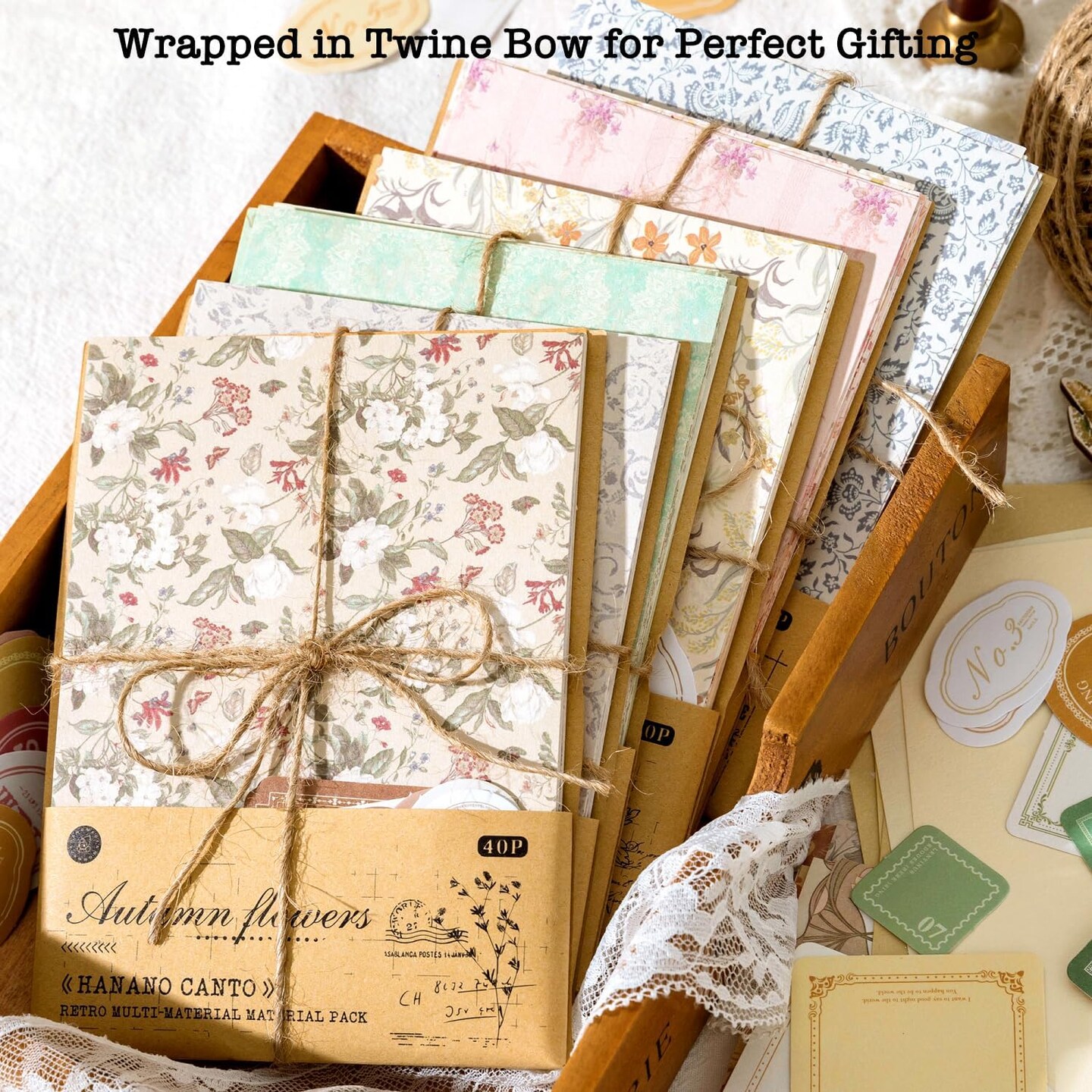 240 Pcs - Vintage Floral Scrapbook Paper (Multicolor) 4.1x5.8 Inches