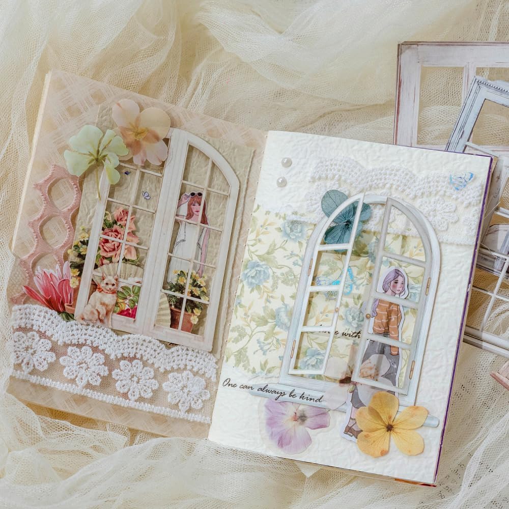 Vintage Scrapbook Paper Sheets Window Cutout Stickers