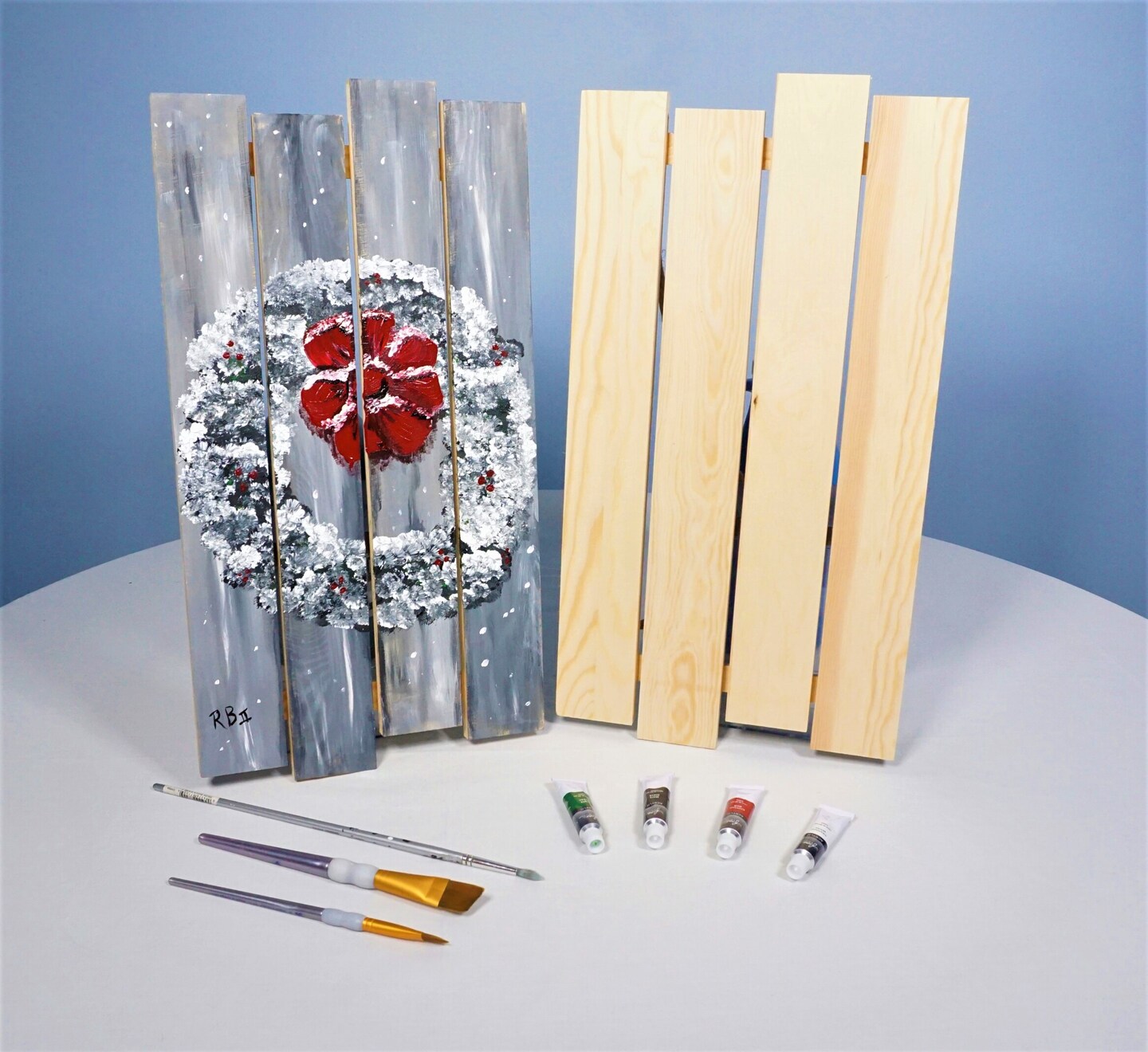 Christmas Paint Kit - The Winter Wreath Acrylic Painting Kit &#x26; Video Lesson, Christmas DIY, Art Gift Set, Beginner Painting, Paint At Home