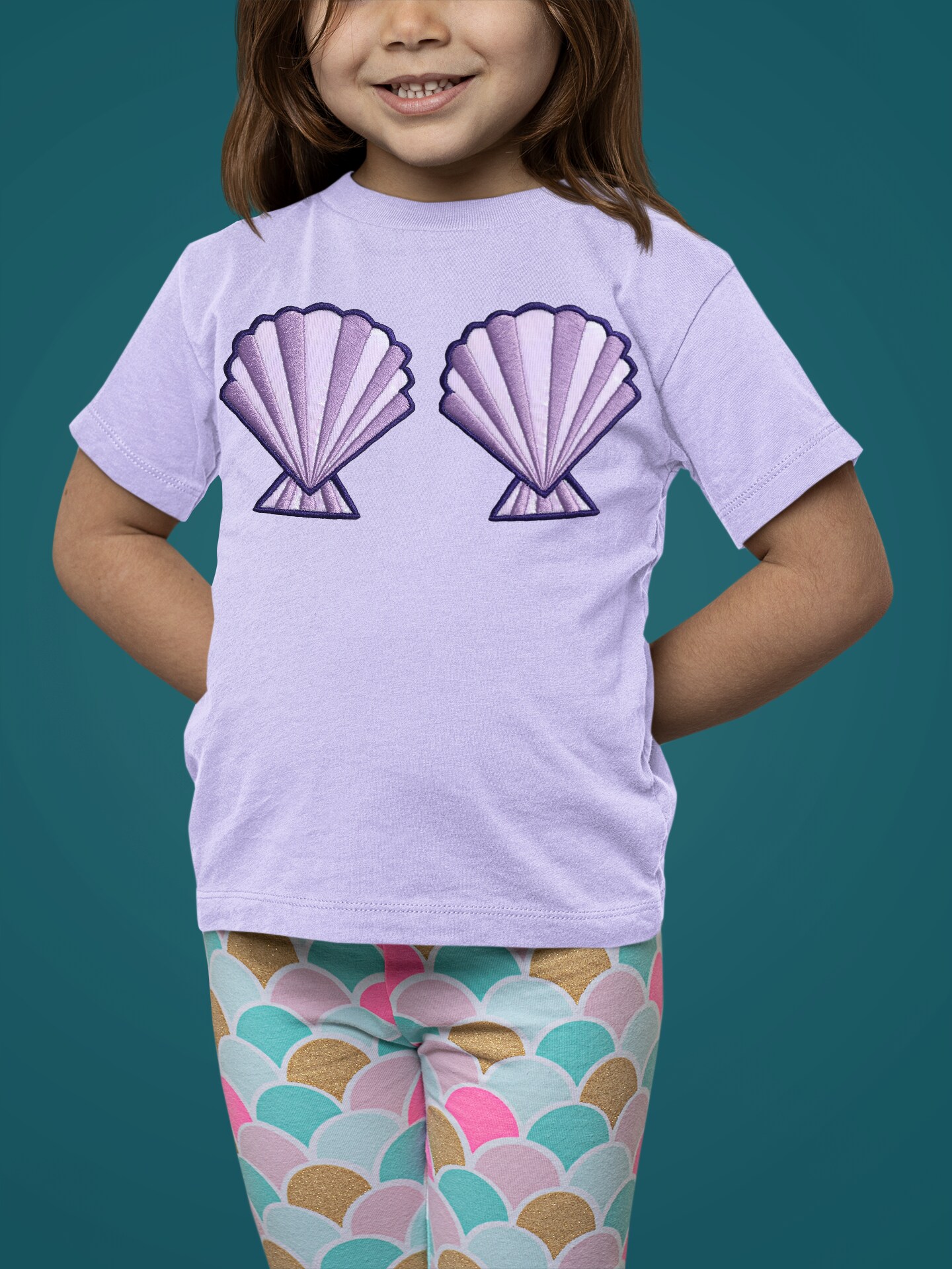 4&#x22; Purple Seashell, Embroidered, Iron on Patch