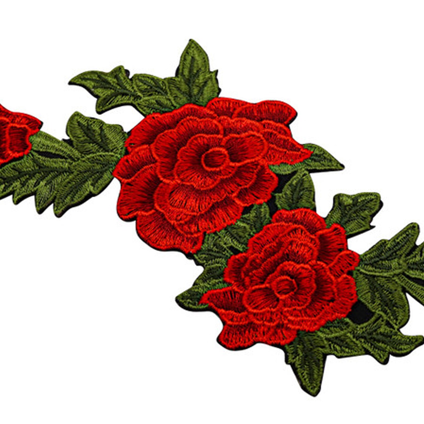 3 1/2&#x22;x 7&#x22; Red Rose Embroidery Heat Transfer Patch Pack of 12