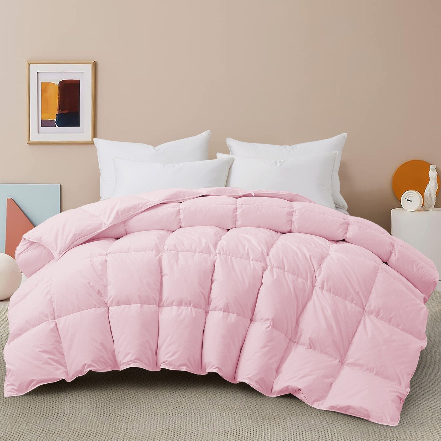 Peace Nest Goose Feather Down Comforter Fluffy Duvet Insert Cotton Cover