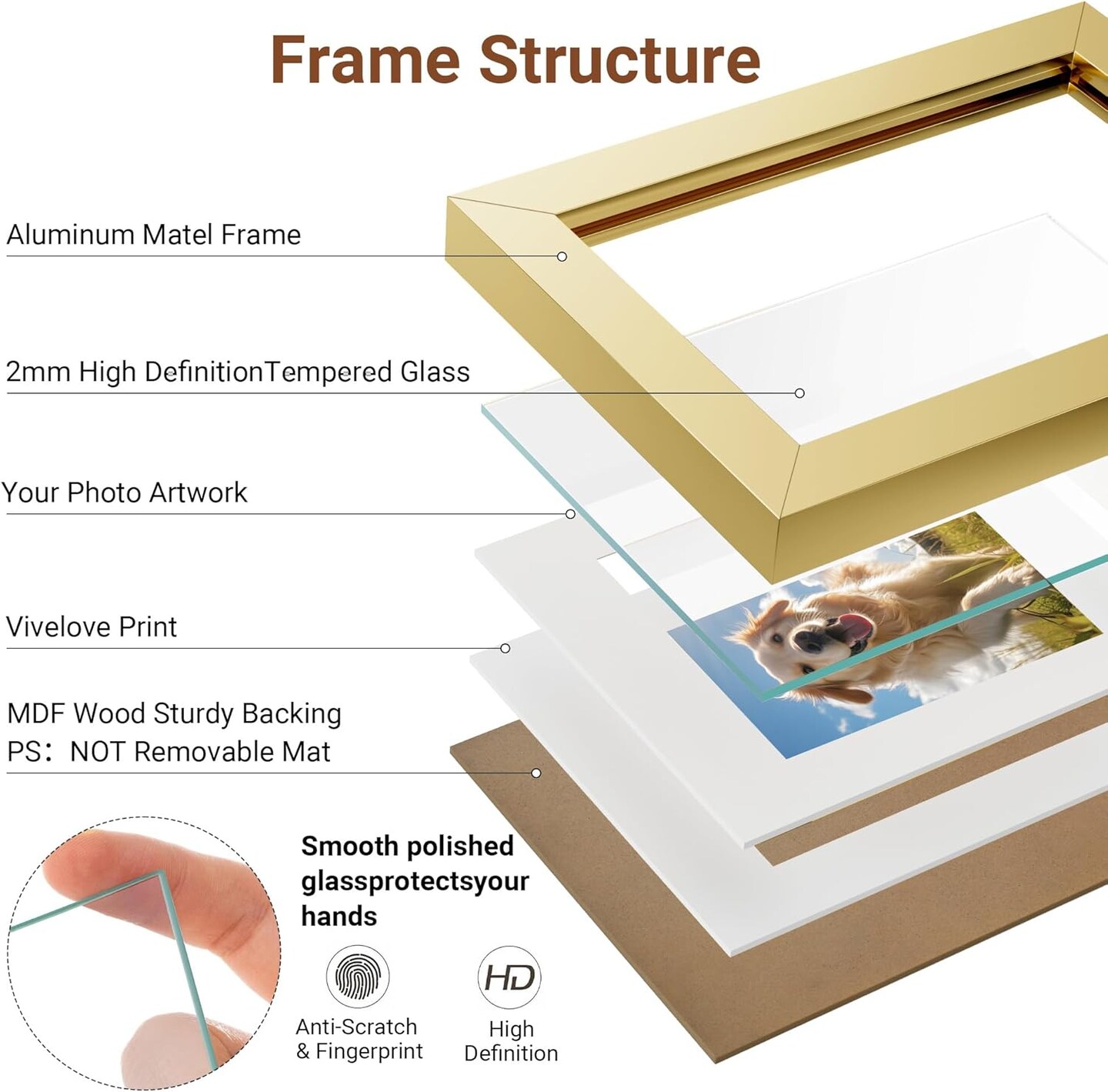 Oak Wood Picture Frame with Mat for 8x10 Set of 3, Natural Solid Wood 11x14 Frame with Tempered Glass for Wall Gallery &#x26; Home (3 Pack, Oak)