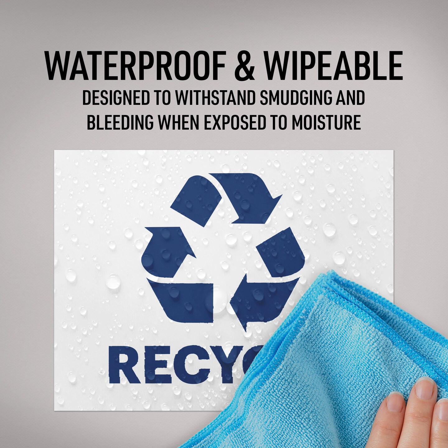 Avery Recycle Stickers, Blue Recycle Signs for Bins, Containers, Trash Cans and Walls, Waterproof, UV Resistant, Preprinted, 8-1/2" x 11", 2 Total