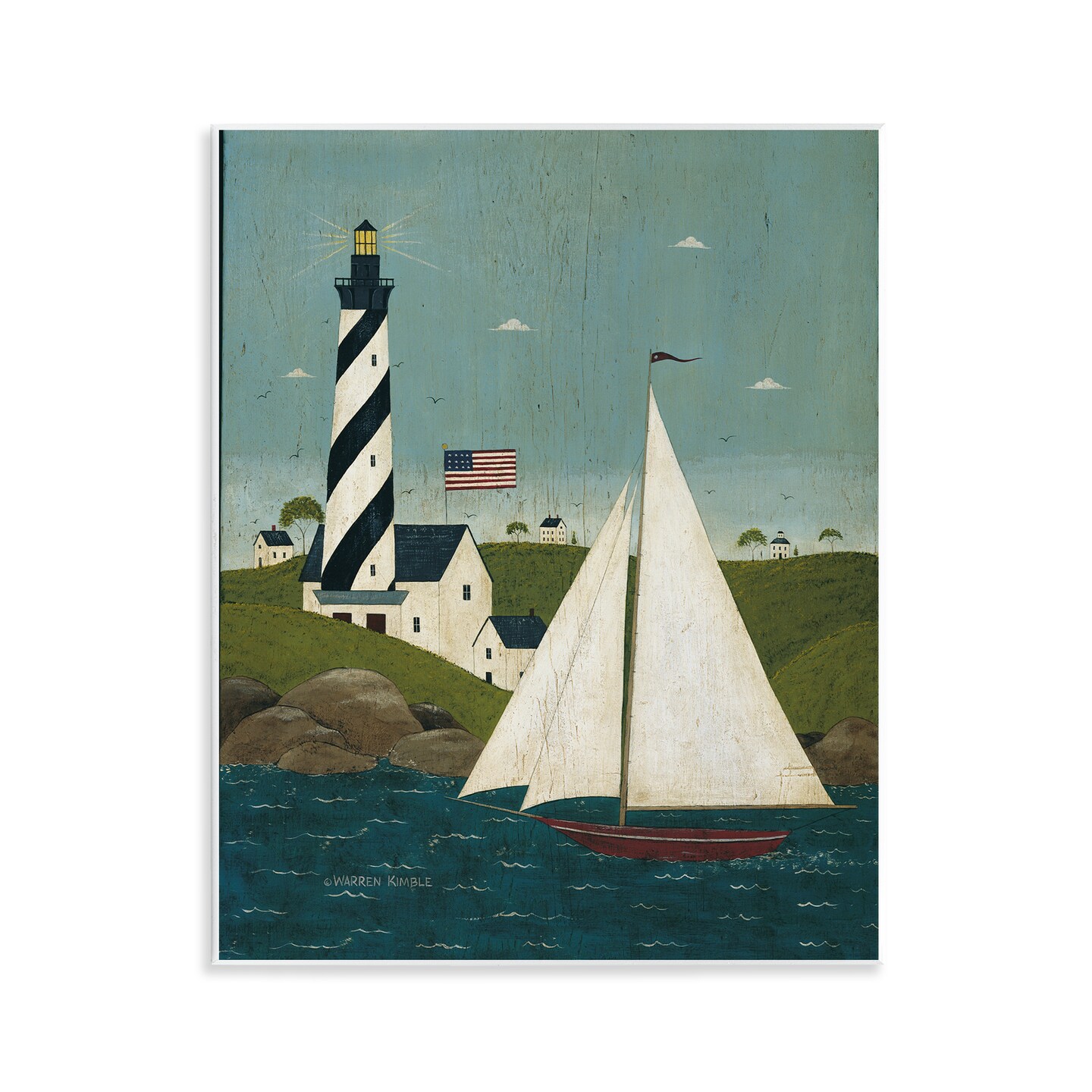 Stupell Industries Coastal Breeze Sailboat Scene Wall Plaque By Warren ...
