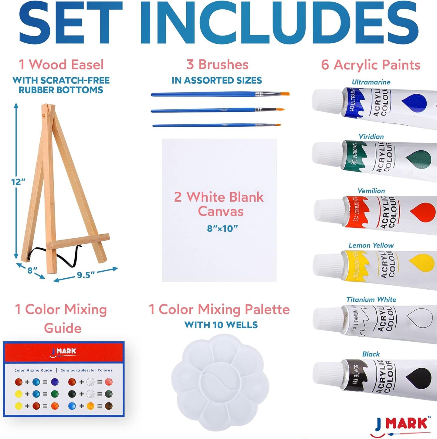Mini Canvas Acrylic Painting Kit with Wood Easel