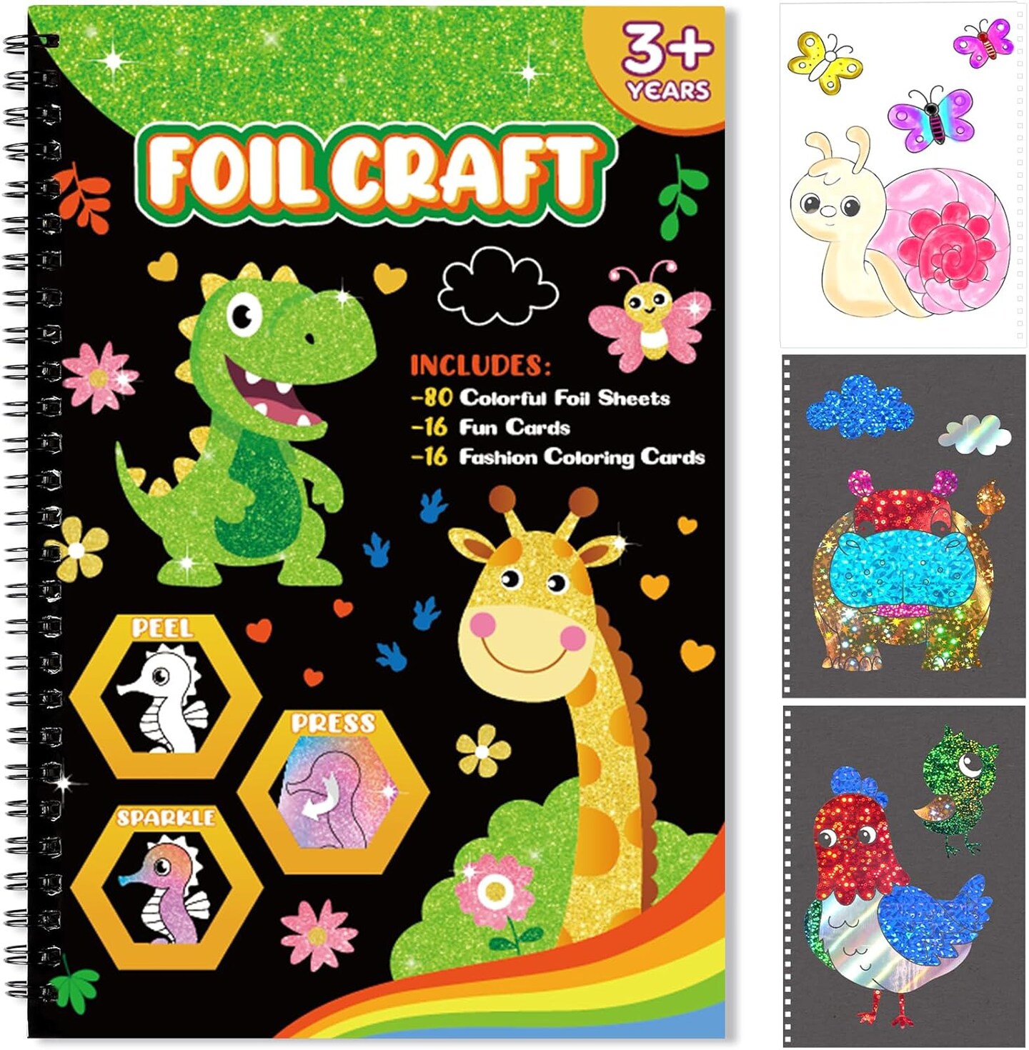 Foil Craft Animal DIY Art Fun Kits , No Mess Creative Foil Art Kits Set Drawing Game for Kids