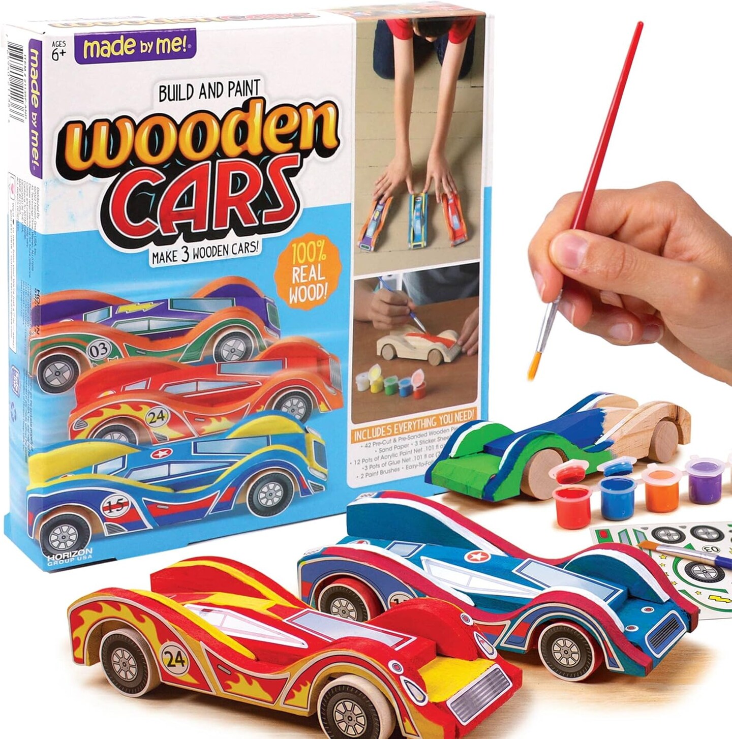Build &#x26; Paint Your Own Wooden Cars DIY Wood Craft Kit