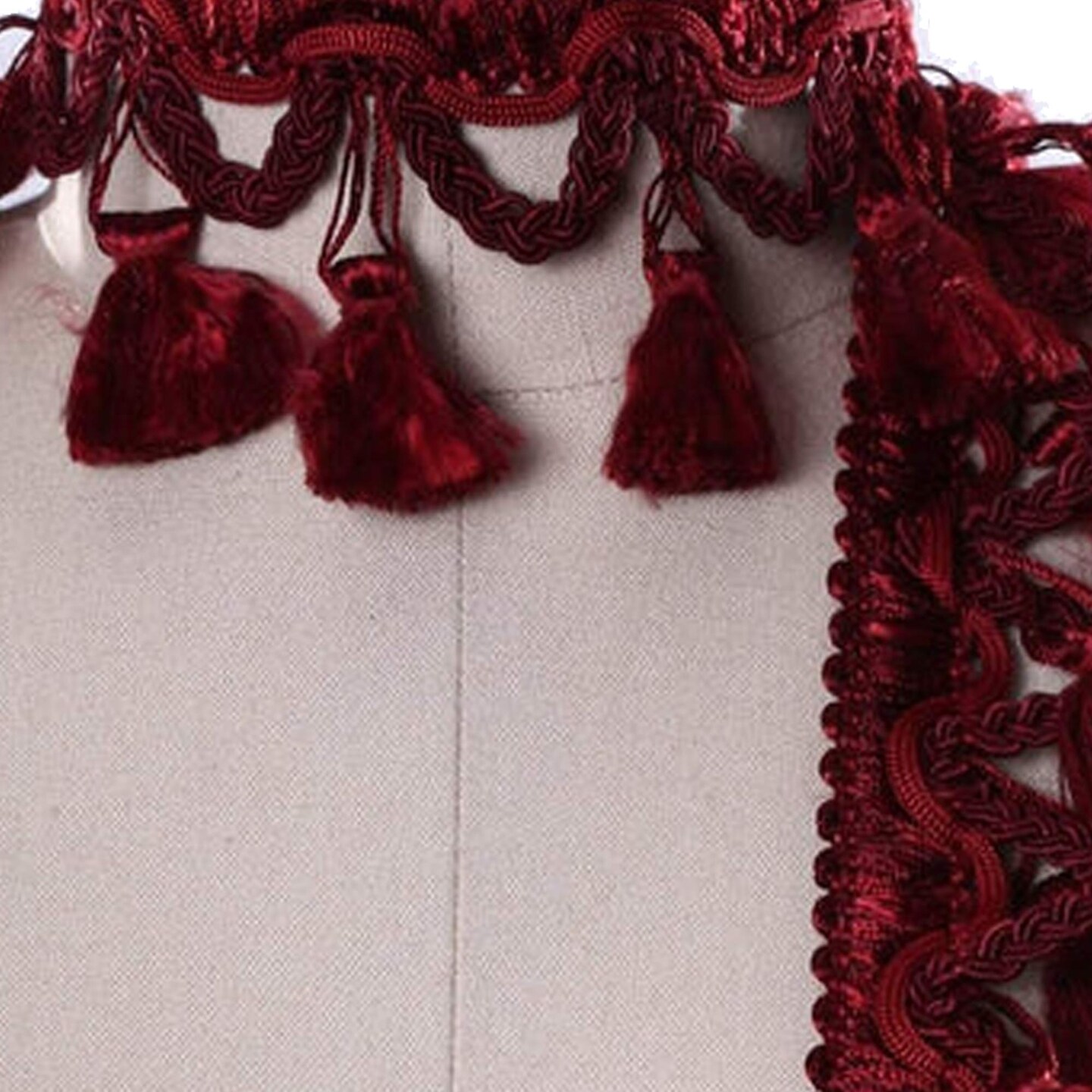 1 Yard Red Luxurious Tassel Fringe with Braided Gimp Trim for Home Accents