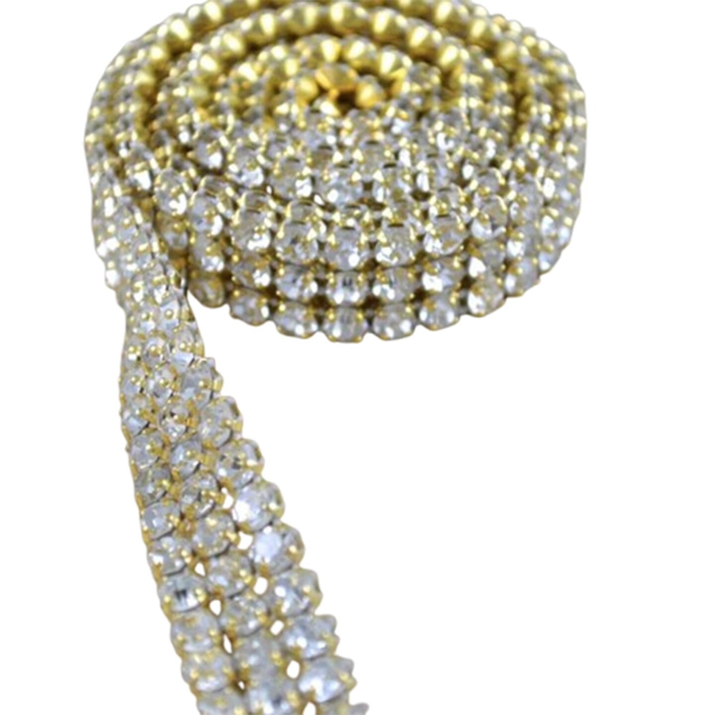 1 Yard 3/4&#x22; Gold Banded Sparkling Rhinestone Trim &#x2013; Mesh Ribbon for Wedding Decor