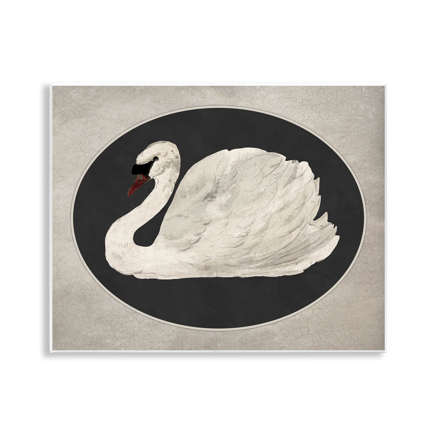 Stupell Industries Vintage Swan in Rounded Oval Wall Plaque By Lettered and Lined