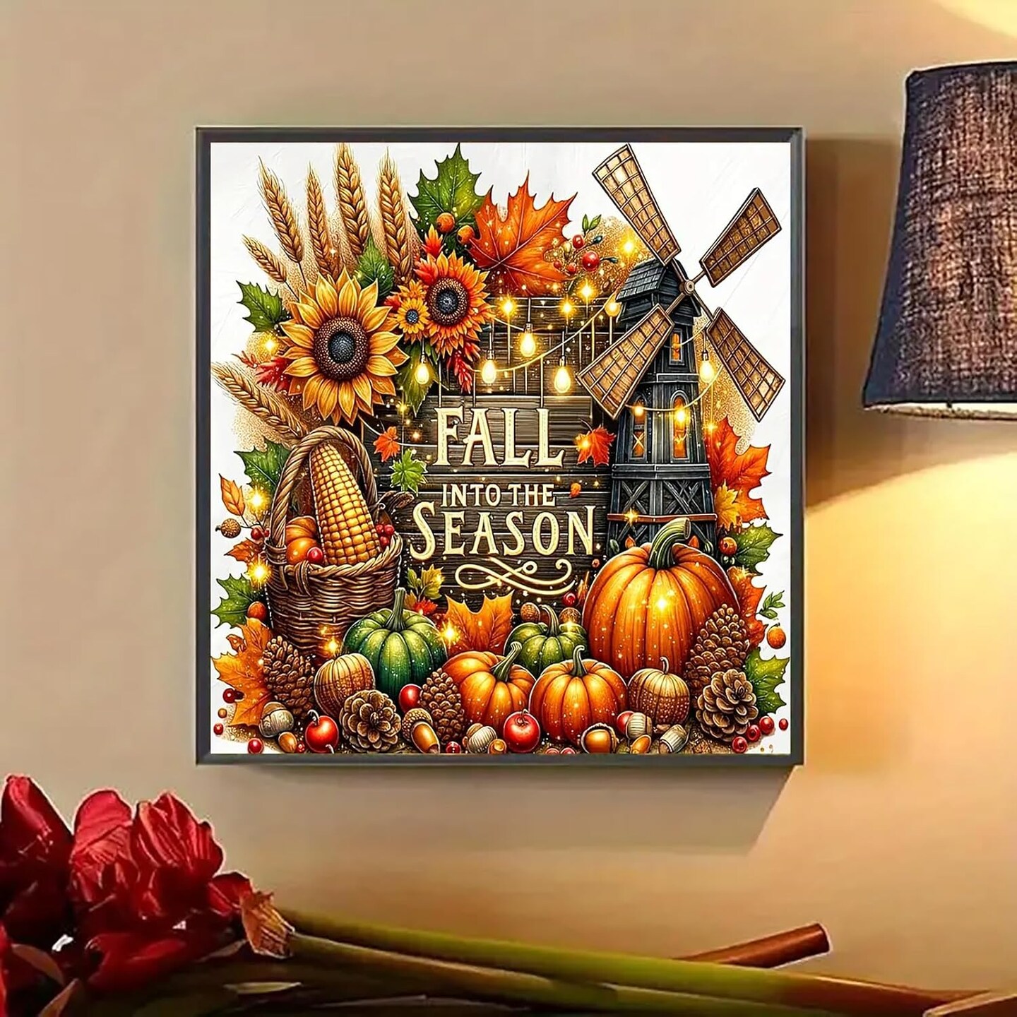 Pumpkin Sunflower Leaf Diamond Art Kits for Adults