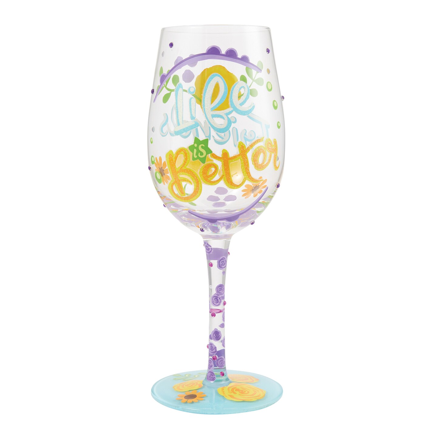Lolita Life with Friends Hand Painted Wine Glass 9in H