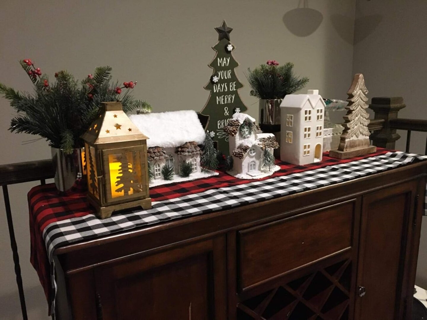 14 x 48 inch Tablerunners 100% Cotton Buffalo Check Table Runner for Christmas, Winter, Family Dinner, Outdoor or Indoor Parties Black and White