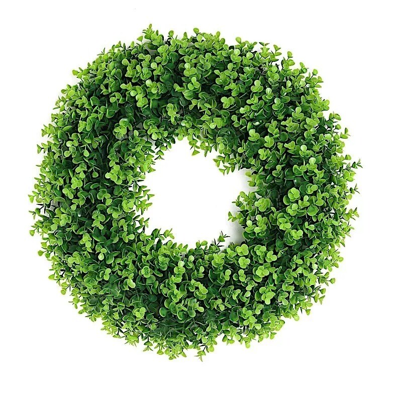 2 Green 21" Wreaths Artificial Eucalyptus Leaves Candle Rings Party Decorations