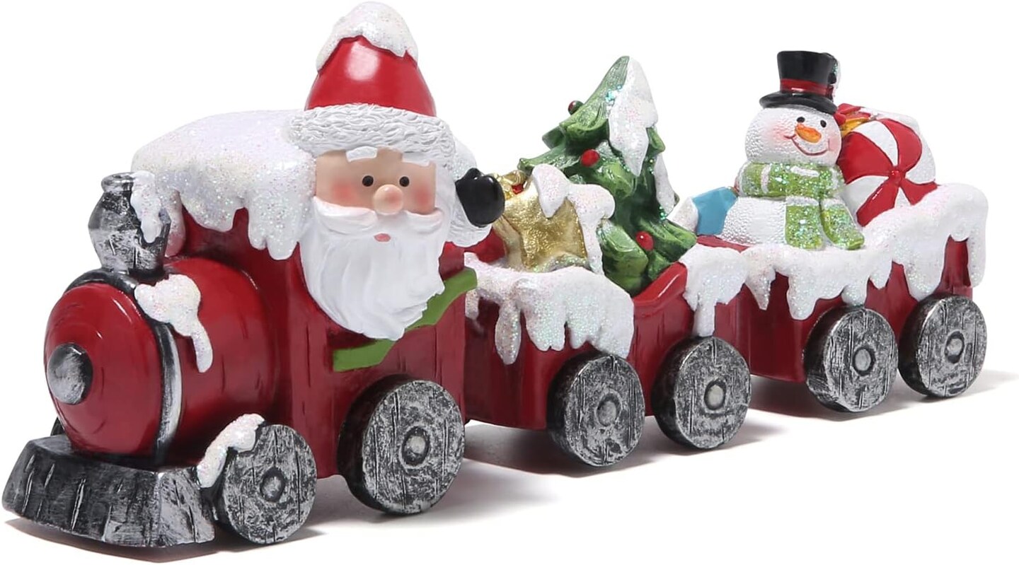 Christmas Decorations Indoor Home Decor Christmas Small Train Figurines Winter for Table Top Centerpiece Fireplace Decor Cute Christmas Train Decoration Gift (red Train)