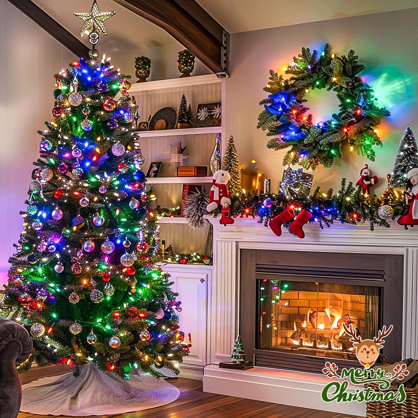 168FT 600 LED Christmas Decor Lights 8 Modes Multicolor Christmas Lights Outdoor Waterproof Christmas Tree Lights Indoor Plug in Party Holiday Christmas Decorations