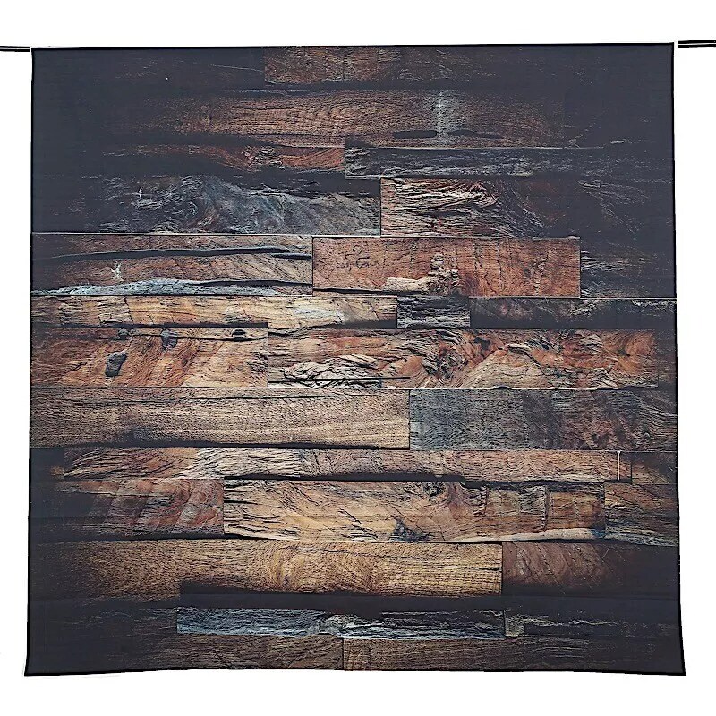 8 ft x 8 ft Dark Brown Printed Vinyl Photo Backdrop 3D Wood Design Banner Party