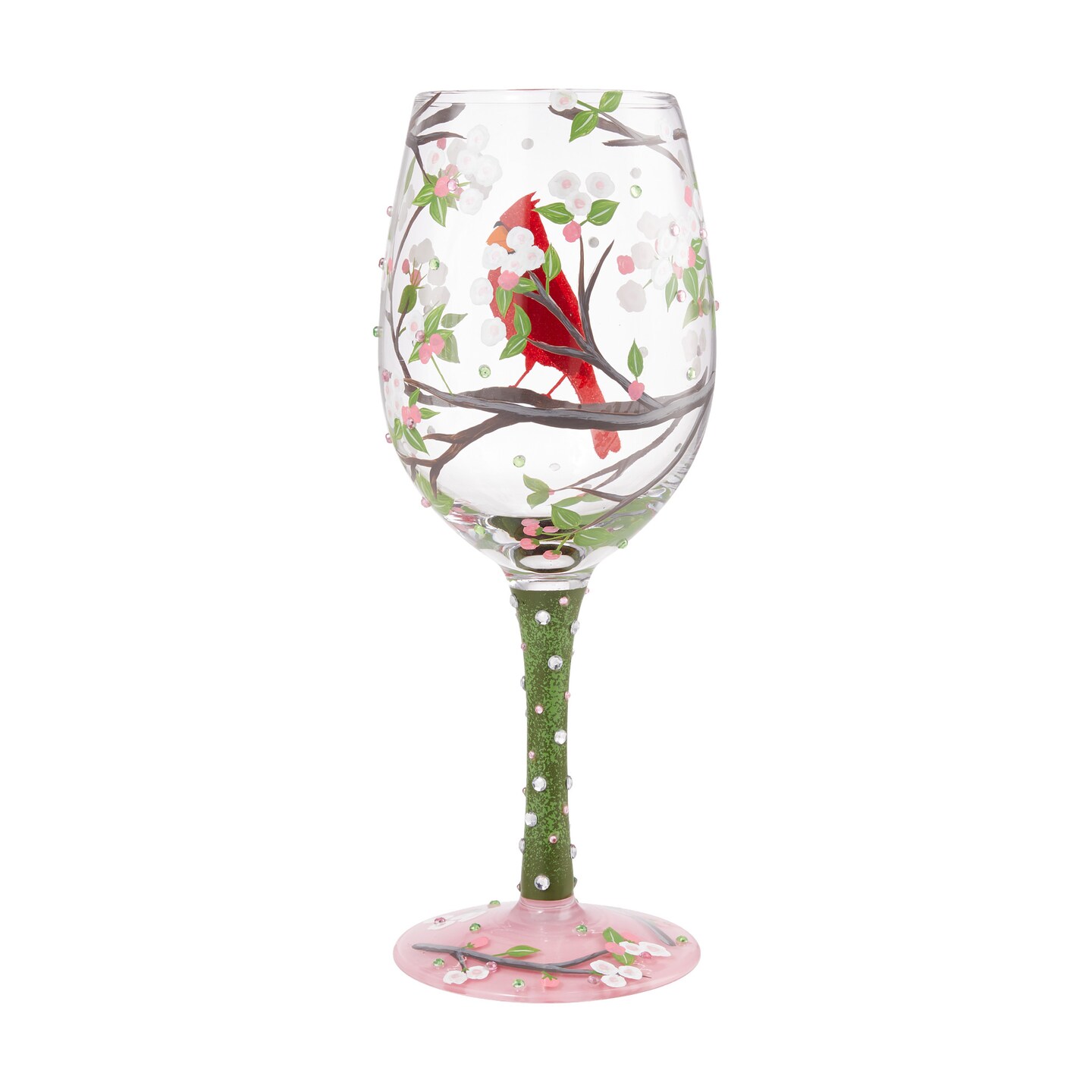 Lolita Cardinal Beauty Hand Painted Wine Glass 9in H