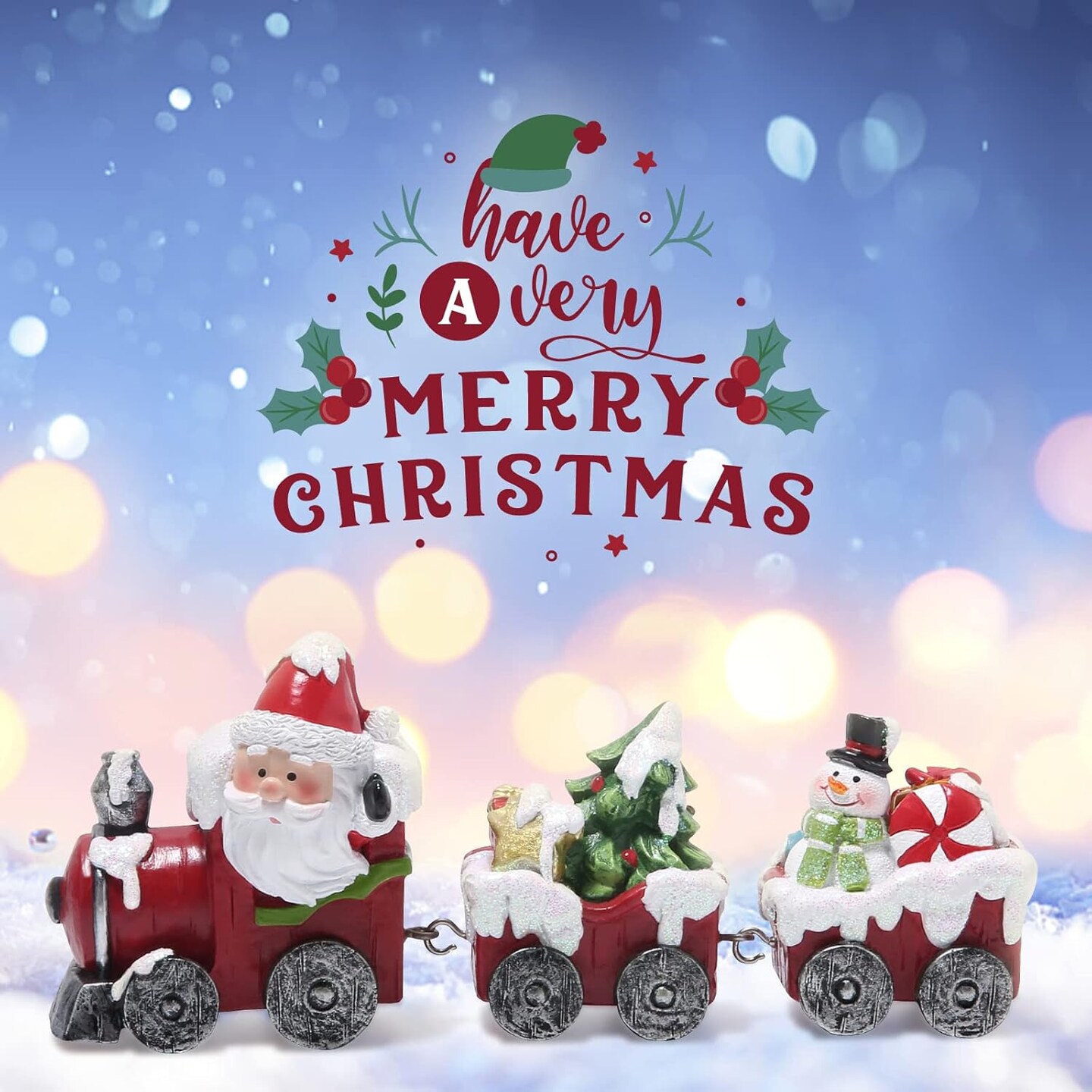 Christmas Decorations Indoor Home Decor Christmas Small Train Figurines Winter for Table Top Centerpiece Fireplace Decor Cute Christmas Train Decoration Gift (red Train)