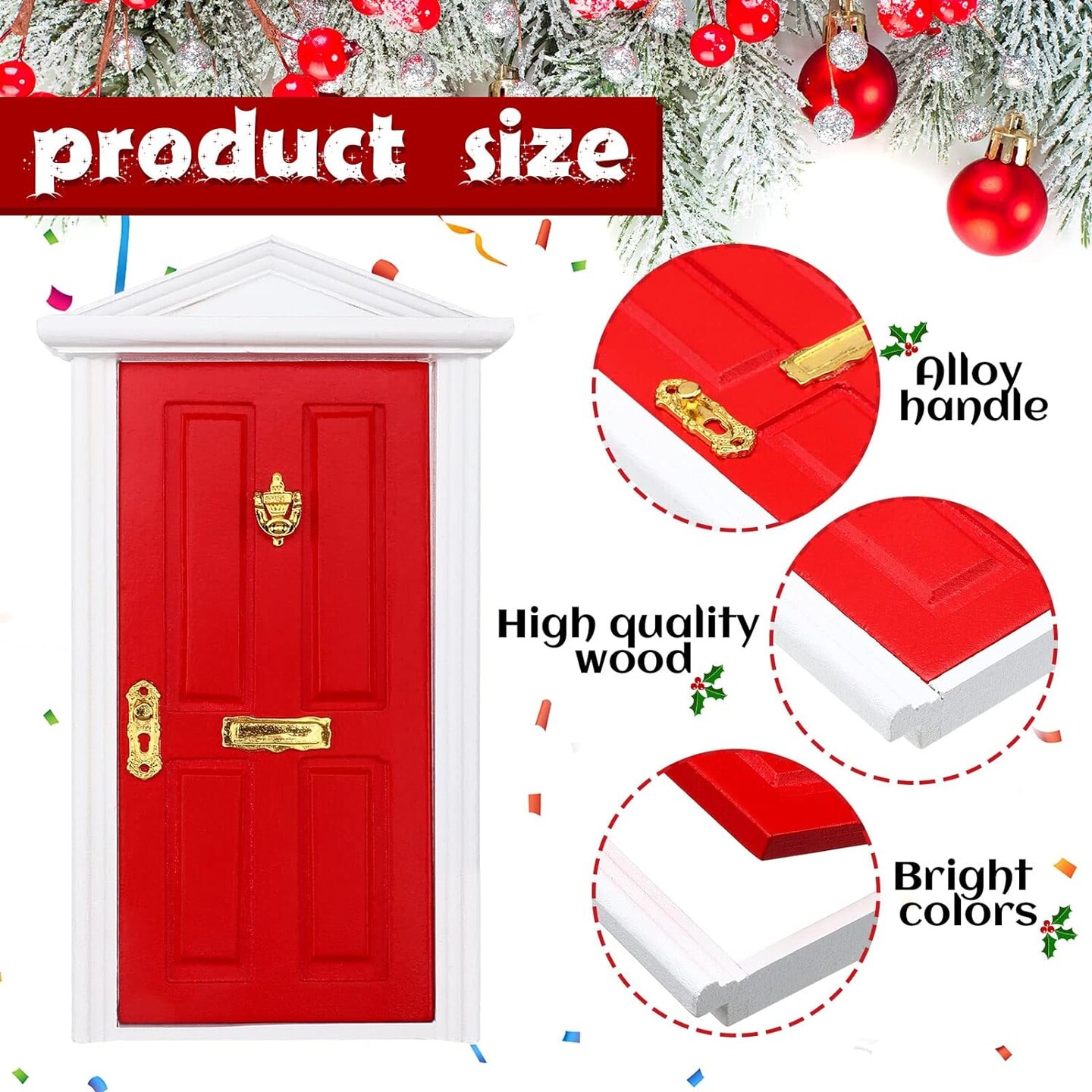 20 Pcs Christmas Elf Girl Fairy Doors Decorations Door Enchanted Fairy Doors Tiny Outdoor Xmas Decor Wooden Tiny Miniature for Child Xmas Accessories Fairy Tale (Red)