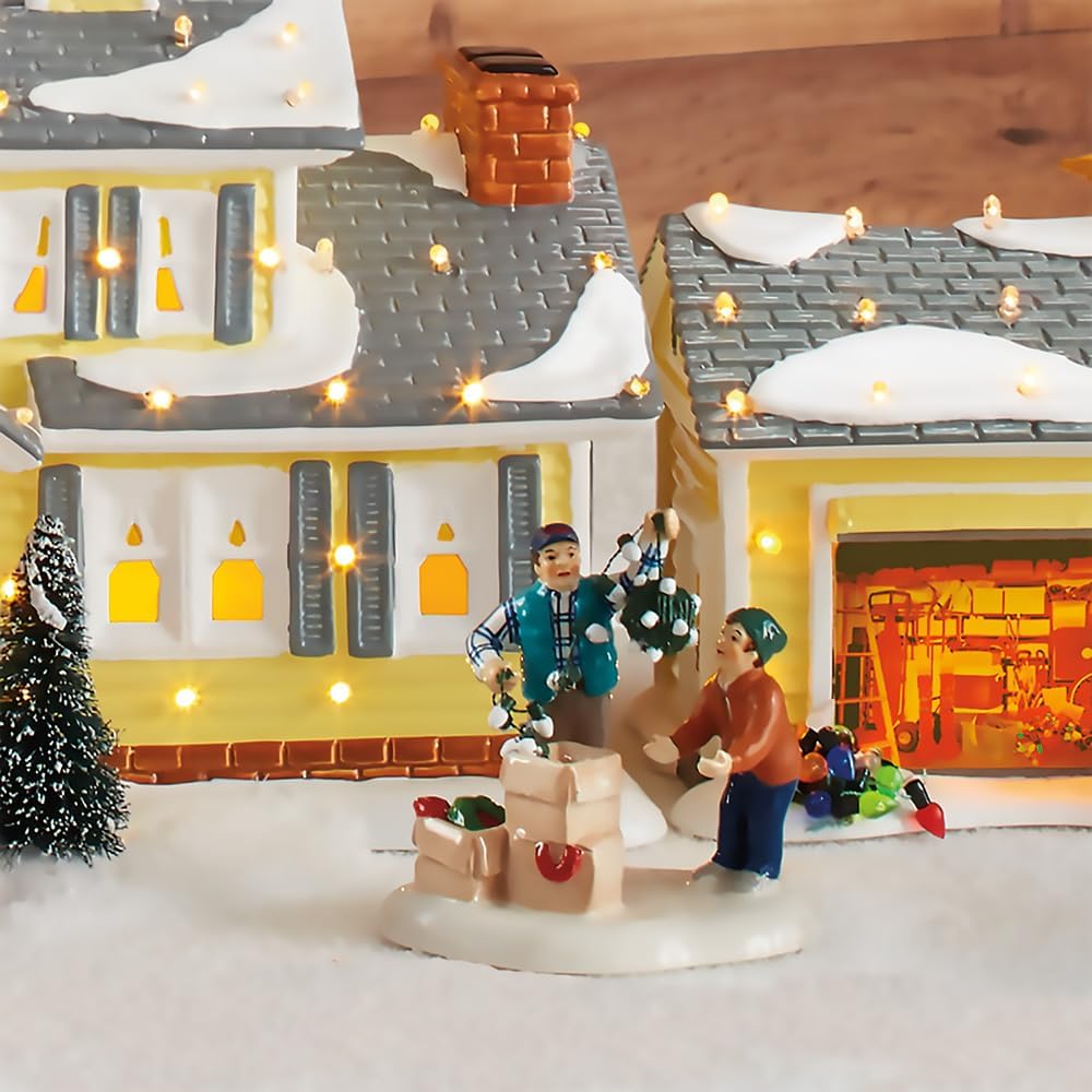 Snow Christmas Vacation Clark and Rusty Figurine Village Accessory, Multicolored