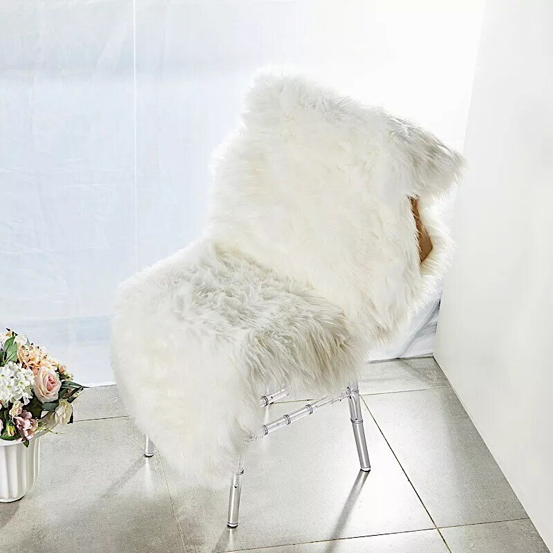 6 ft White Faux Fur Throw Sheepskin Rug Home Decorations Floor Mat Chair Drape