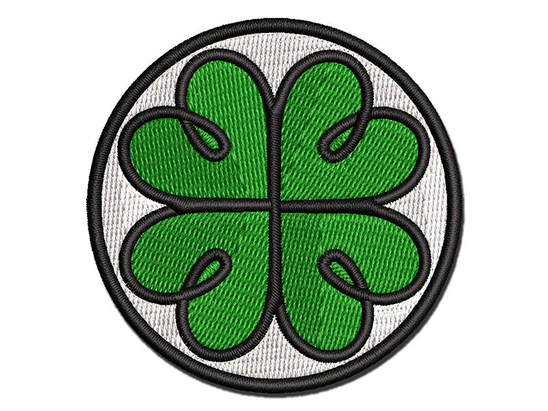 Four Leaf Lucky Clover Tribal Celtic Knot Multi-Color Embroidered Iron-On or Hook & Loop Patch Applique
