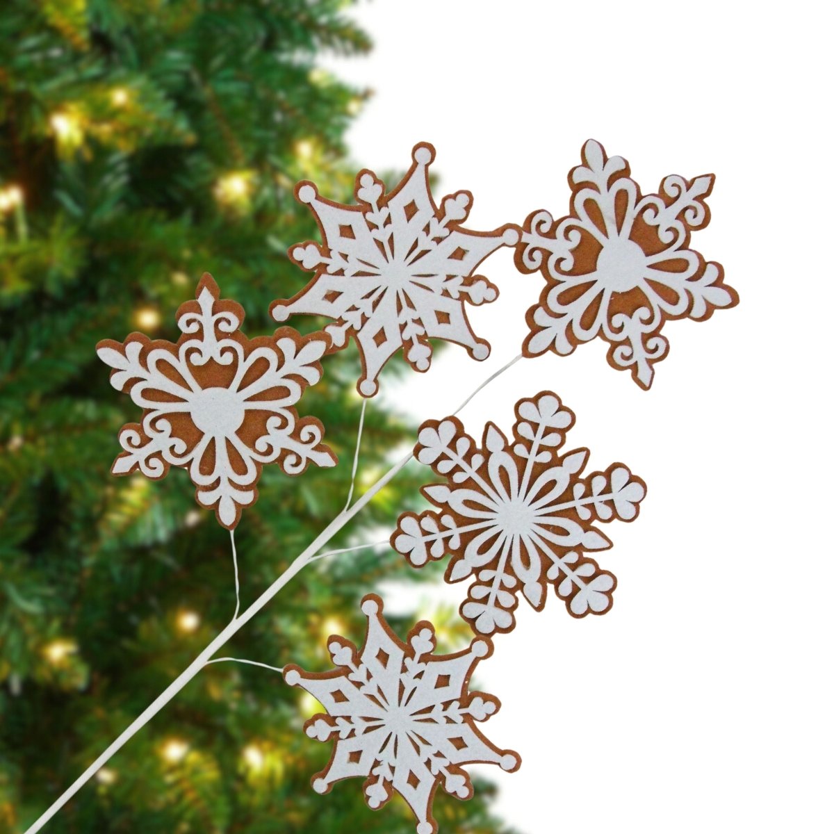 29&#x22; Felt Gingerbread Snowflake Spray
