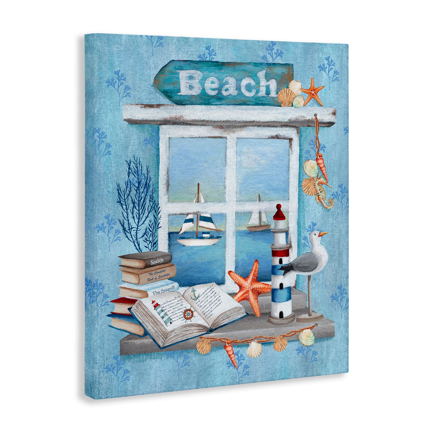 Stupell Industries Beachy Coastal Window Sill Canvas Wall Art, design by Emma Leach
