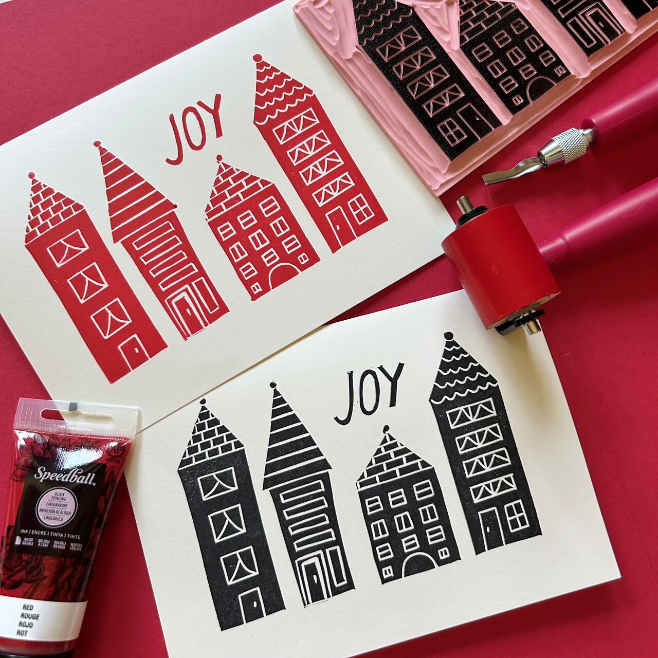 Blockprinted Holiday Cards