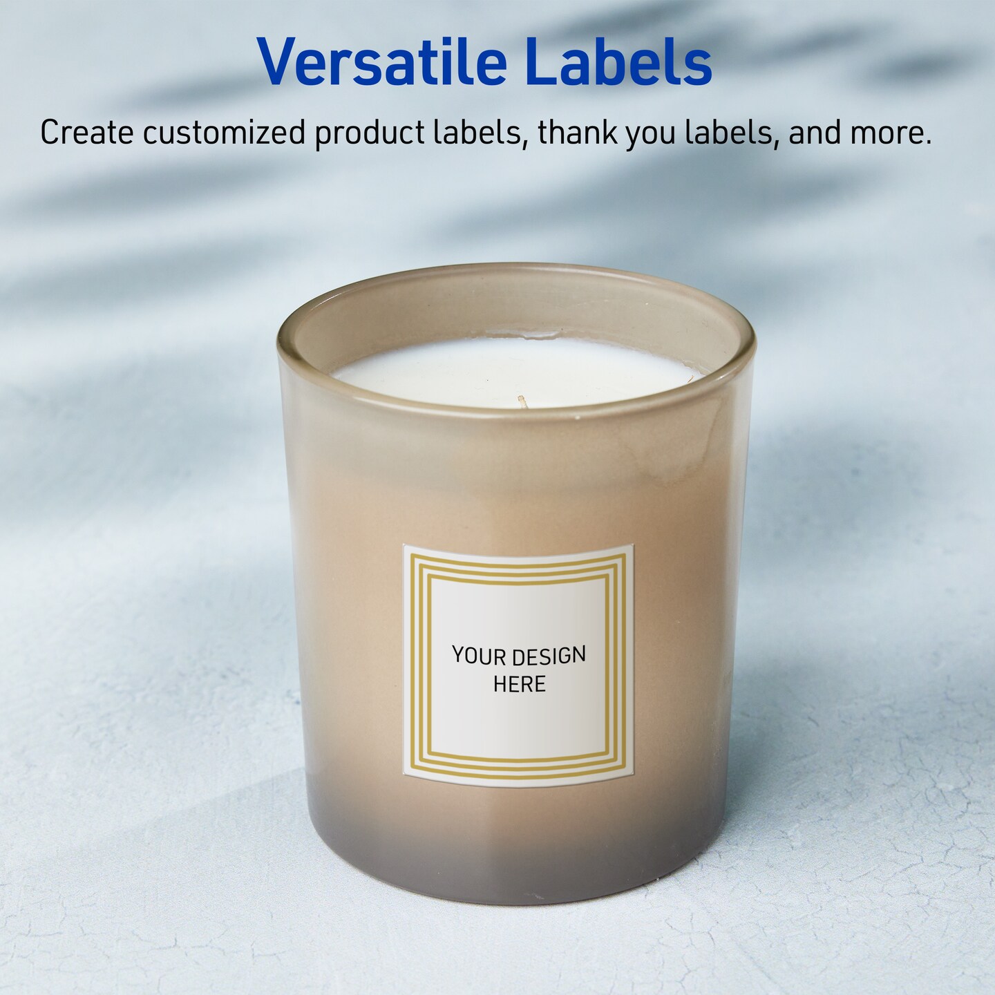 Avery Printable Square Labels, Gold Multi-Lined Border, 2&#x22; x 2&#x22;, Matte White Square Labels, Permanent, Laser/Inkjet, 120ct, Great for Product Labels