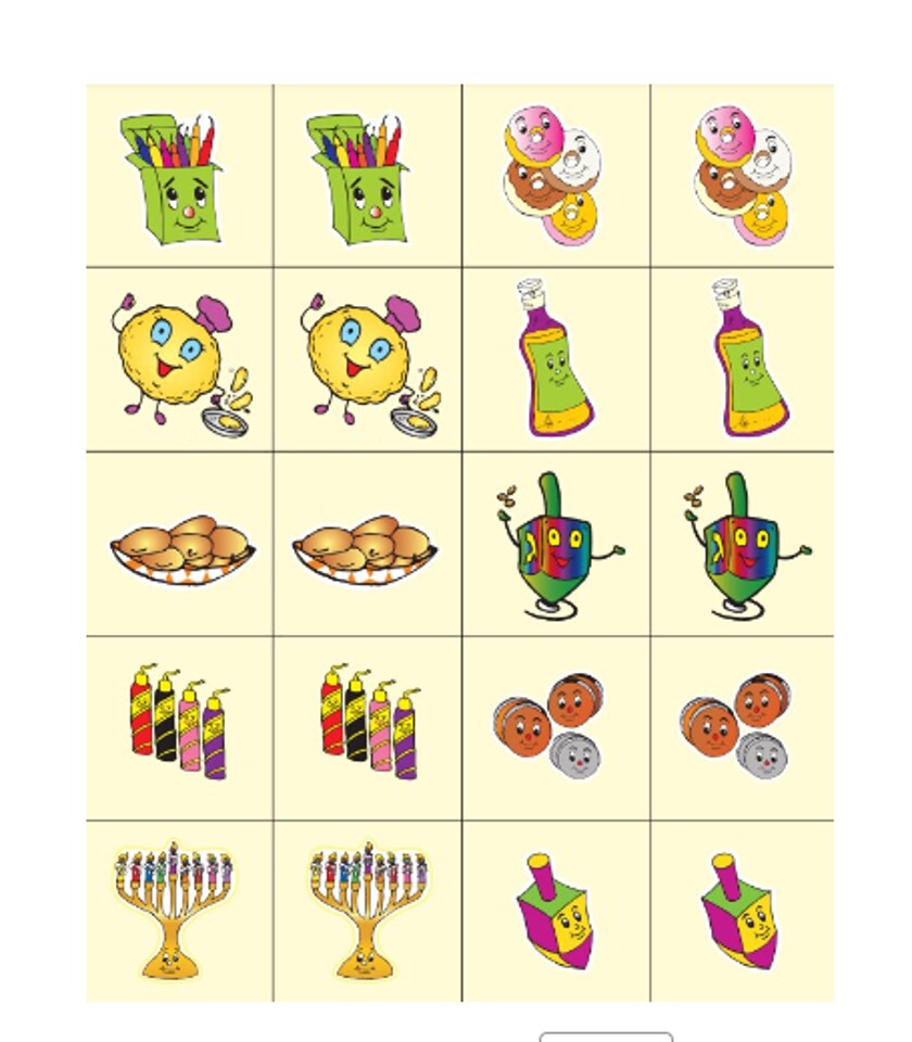Chanukah Themed Memory Matching Game &#x2013; Educational Jewish Holiday Game for Kids &#x26; Classrooms