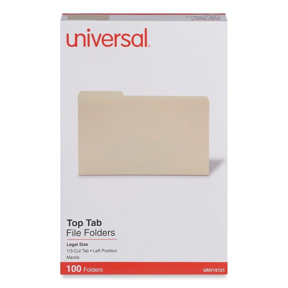 Universal 1 Ply 1/3 Cut File Folders - Legal, Manila (100/Box) | Michaels