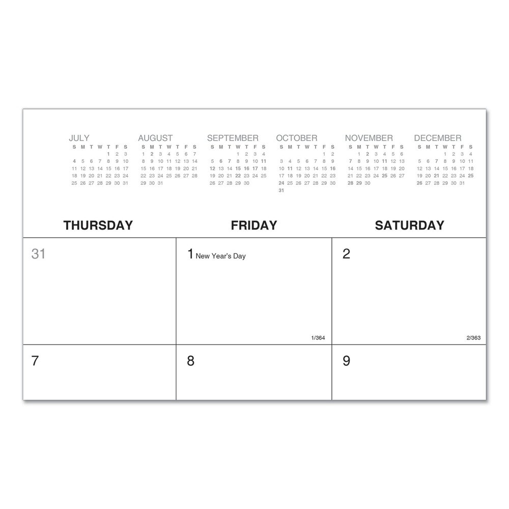 Universal 22 in. x 17 in. 12-Month (Jan-Dec 2026) Desk Pad Calendar - White Sheets/Black Binding/Clear Corners