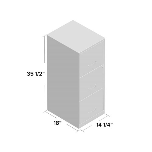White 3-Drawer Steel Vertical Filing Cabinet with Locking Drawers for Secure Document Storage