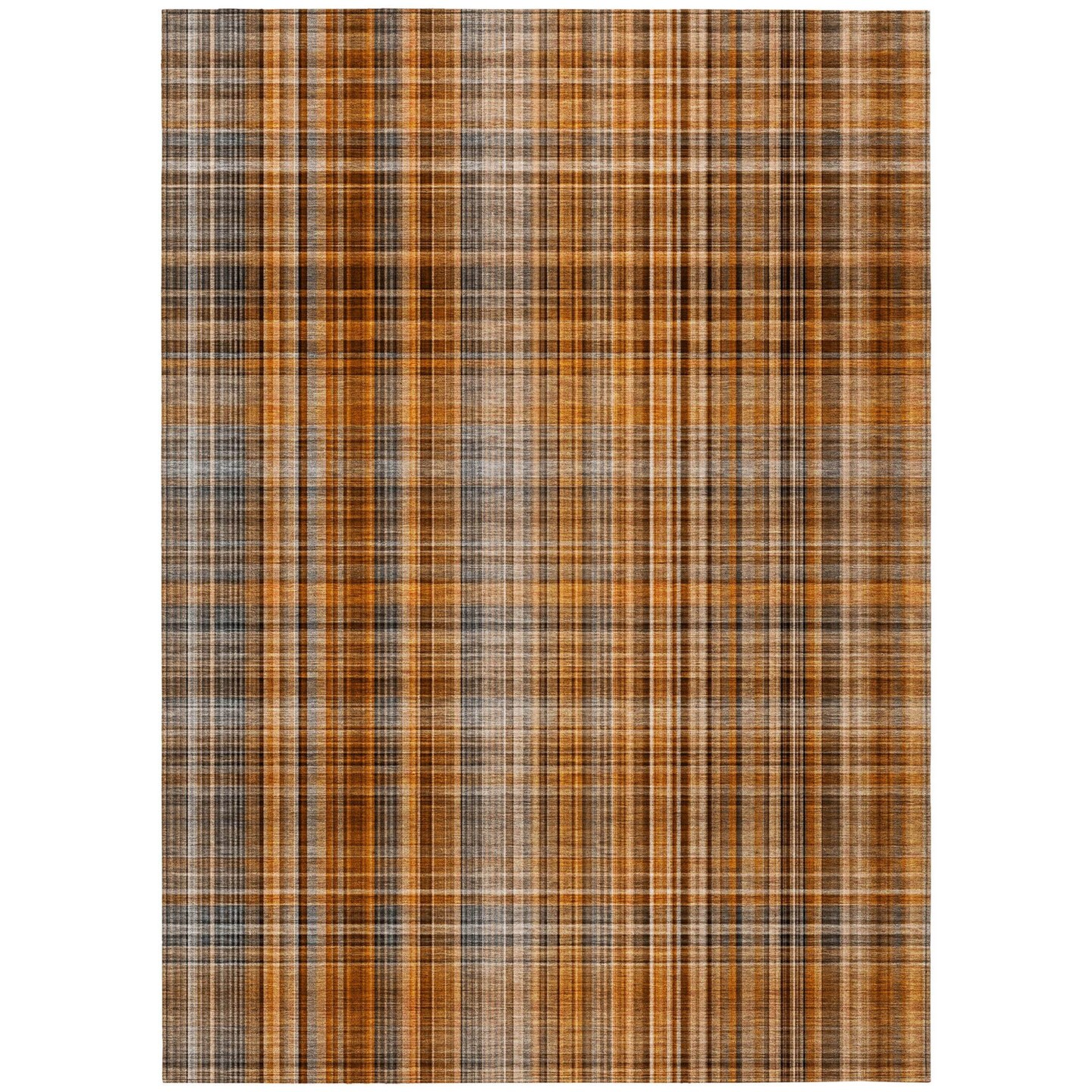 Edge Collections - 9' x 12' - Orange - Stain Resistant Plaid Area Rug for Indoor and Outdoor Use - 1 Piece