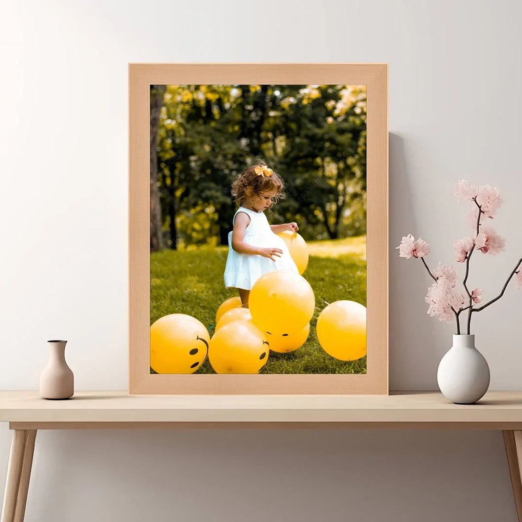 Natural Wood 23x45 Picture Frame Acrylic Glass - Modern Light Wood Frame