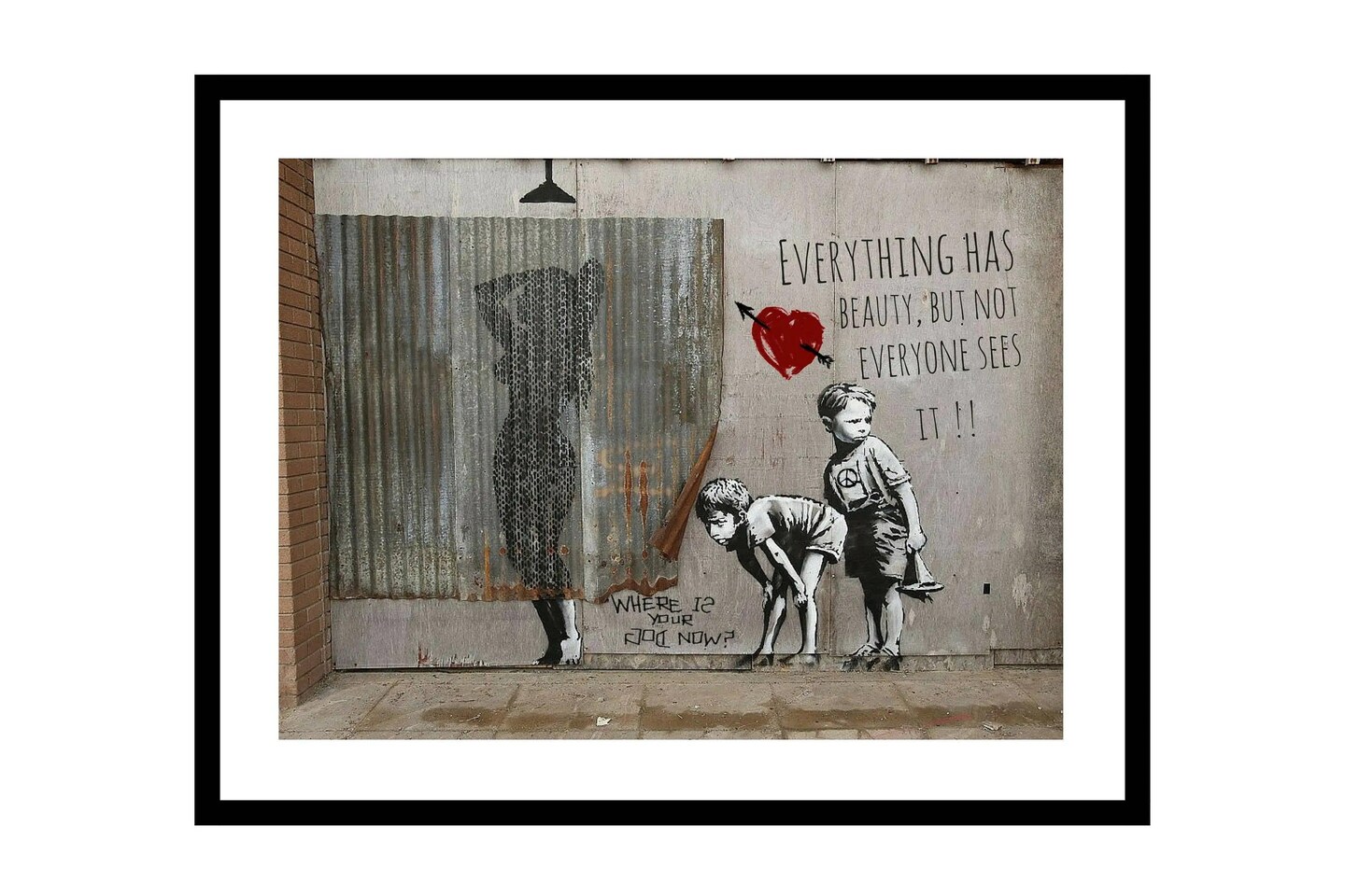 Banksy-Inspired Funny Wall Art for Kids Framed Pop Art Canvas for Bathroom Decor
