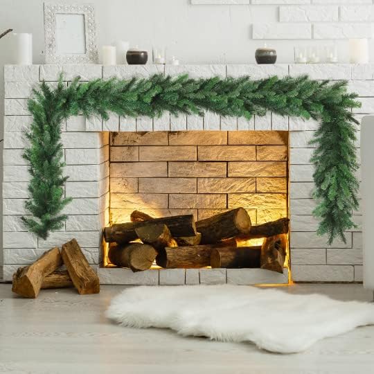 9-Foot Lifelike Evergreen Pine Garland with 210 Realistic Tips for Christmas Decor - Indoor/Outdoor Use | 2024 Christmas Collection, Floral Home by Artificial Flowers