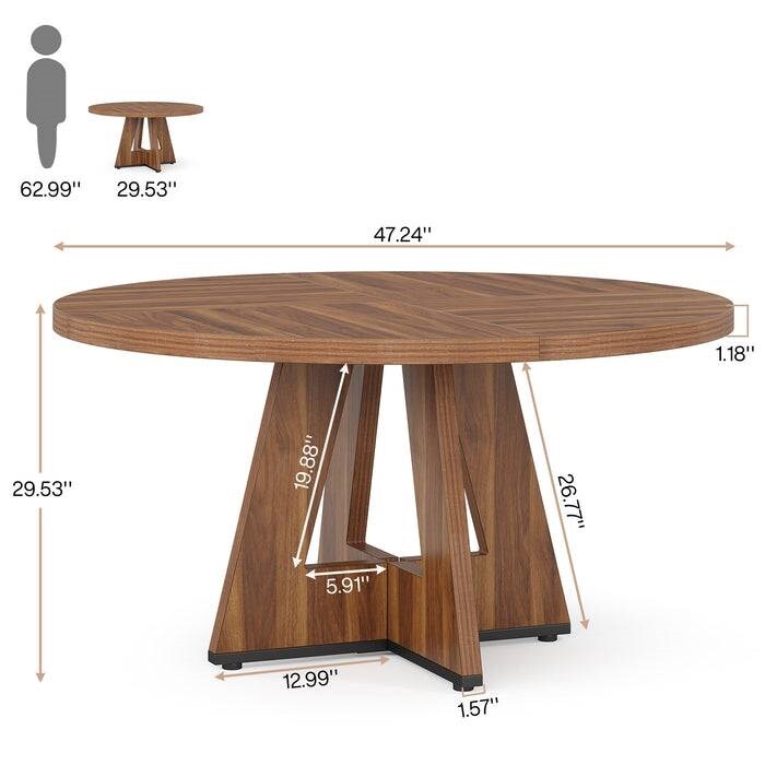 47-Inch Round Wooden Dining Table with Scratch-Resistant Surface for Kitchen or Living Room