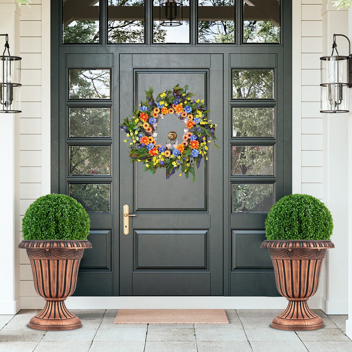 Bronze PP Vintage Urn Planters Set of 2 for Indoor Outdoor Decor