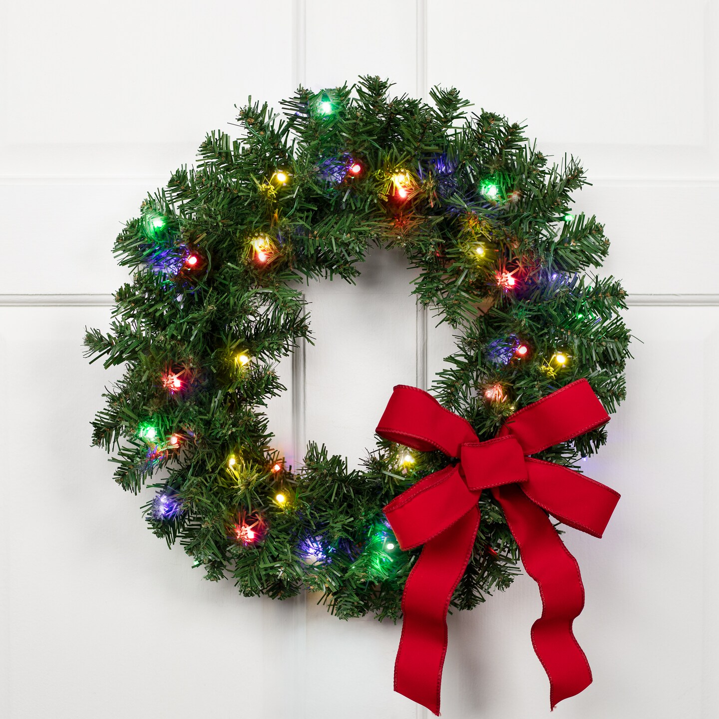 Northlight Pre-Lit Artificial Battery Operated Pine Christmas Wreath - 18&#x22; - LED Multicolor