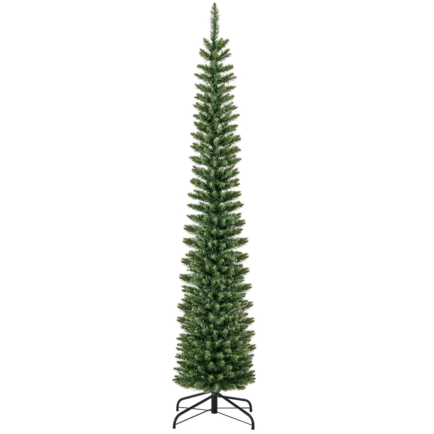 Green PVC Metal Slim Pencil Christmas Tree with LED Lights