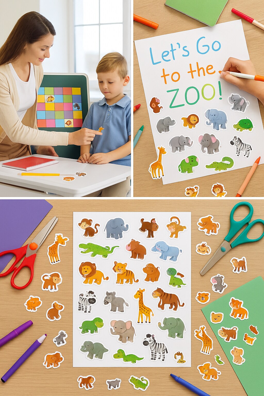 Wild Animal Stickers &#x2013; 6 Sheets, 288 Pack Safari &#x26; Zoo Animal Stickers for Classroom Rewards, Scrapbooking &#x26; Crafts