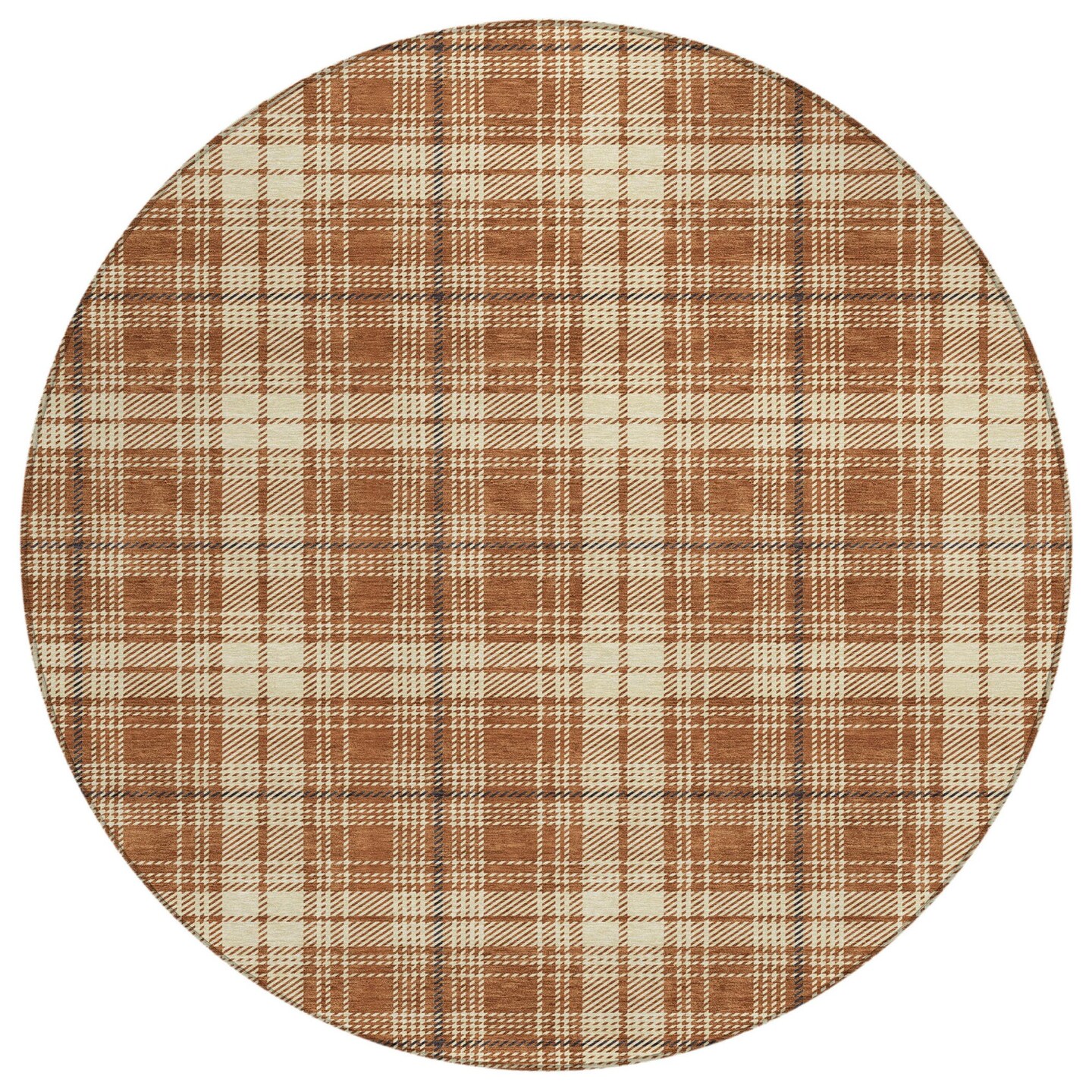 Edge Collections - 8' - Brown - Area Rug Plaid Durable Indoor and Outdoor Use - 1 Piece