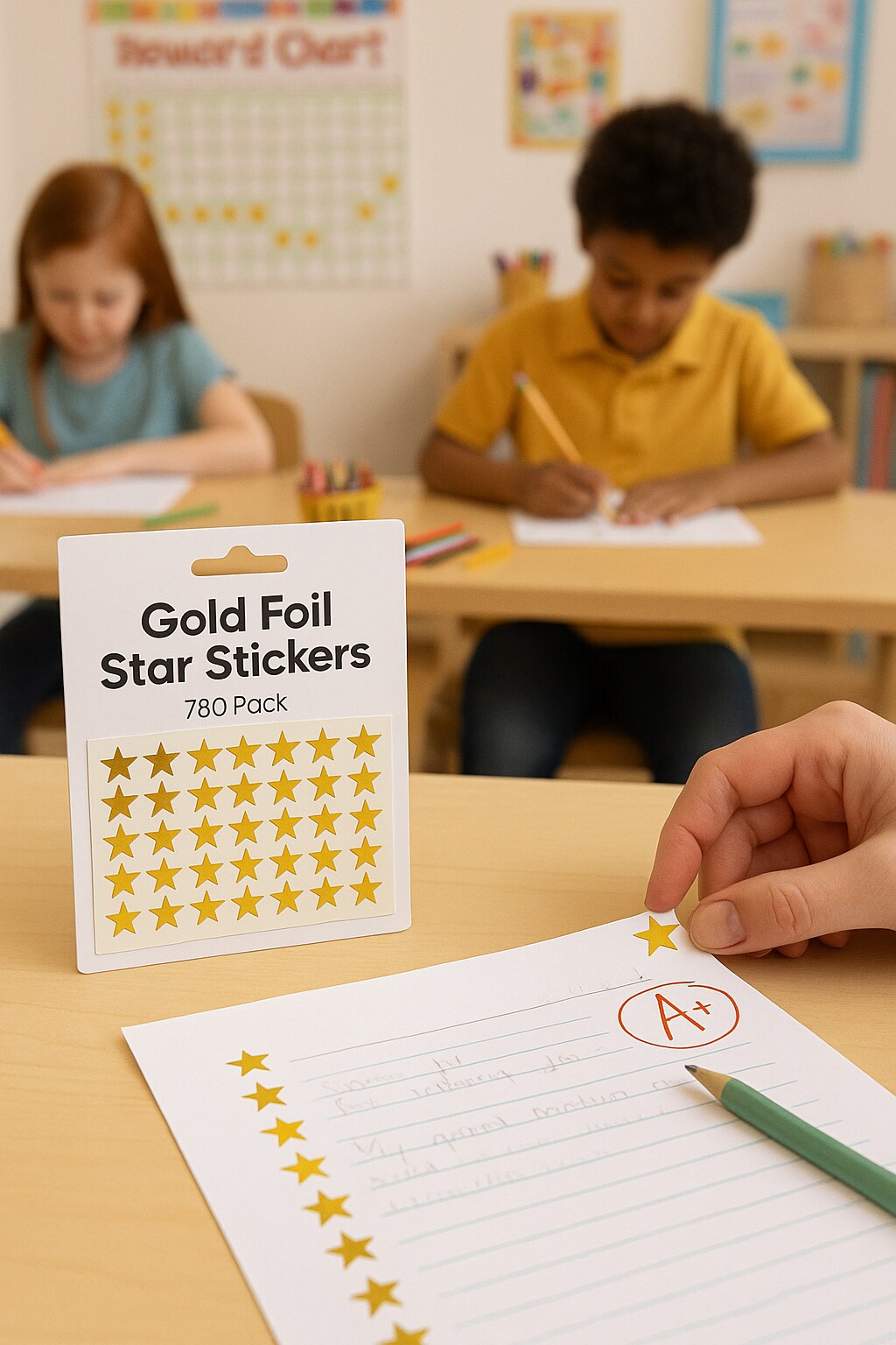 Gold Foil Star Stickers 1/2&#x22; &#x2013; 780 Pack Shiny Reward Stickers for Teachers, Students &#x26; Crafts