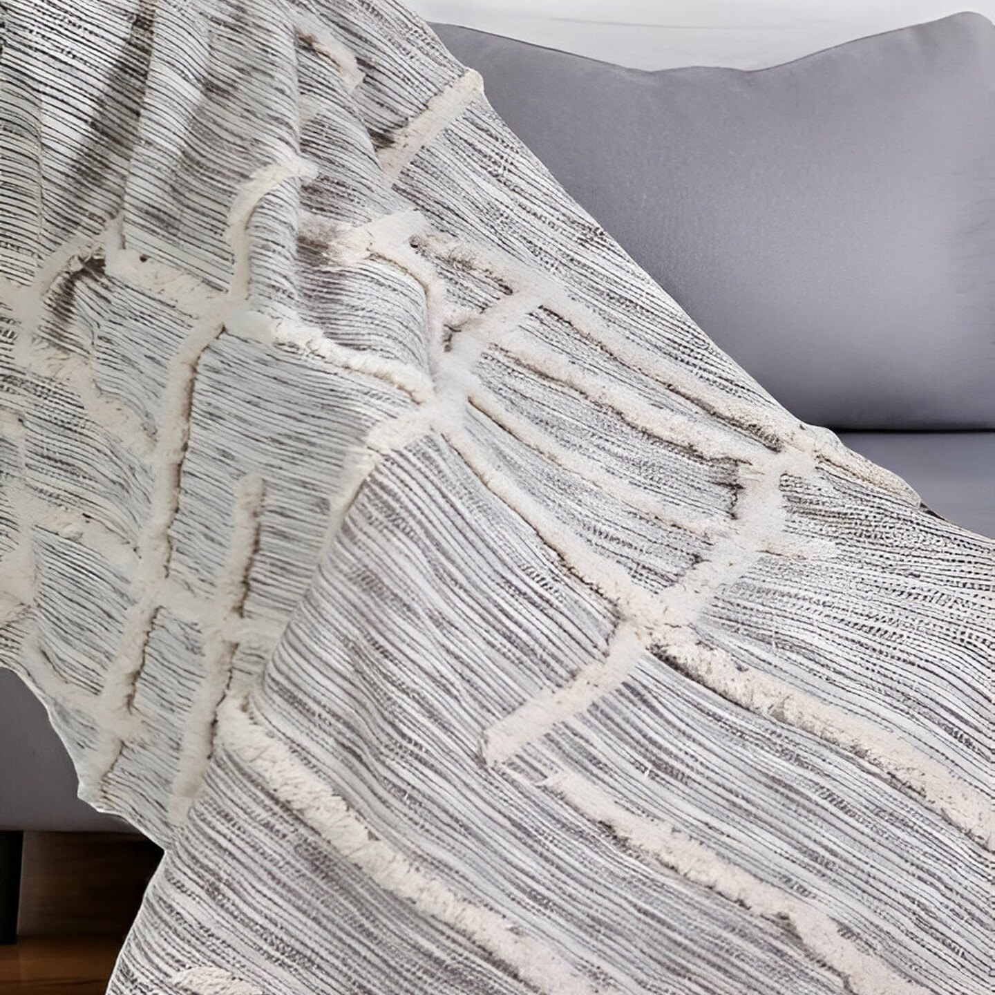 Edge Collections - 60" x 50" - Gray - Charming Striped Throw Blanket for Comfortable Decor - 1 Piece